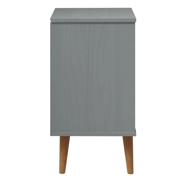 Bedside Cabinet MOLDE Grey 40x35x65 cm Solid Wood Pine