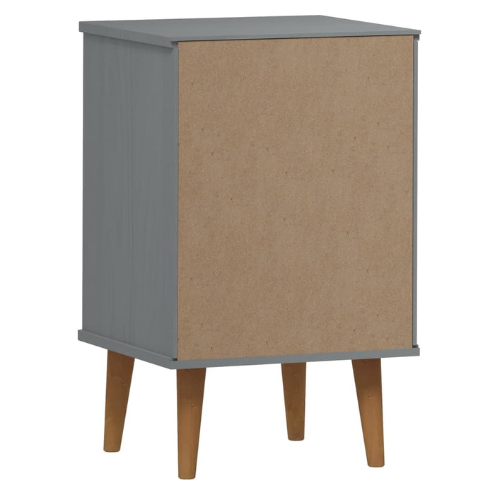 Bedside Cabinet MOLDE Grey 40x35x65 cm Solid Wood Pine