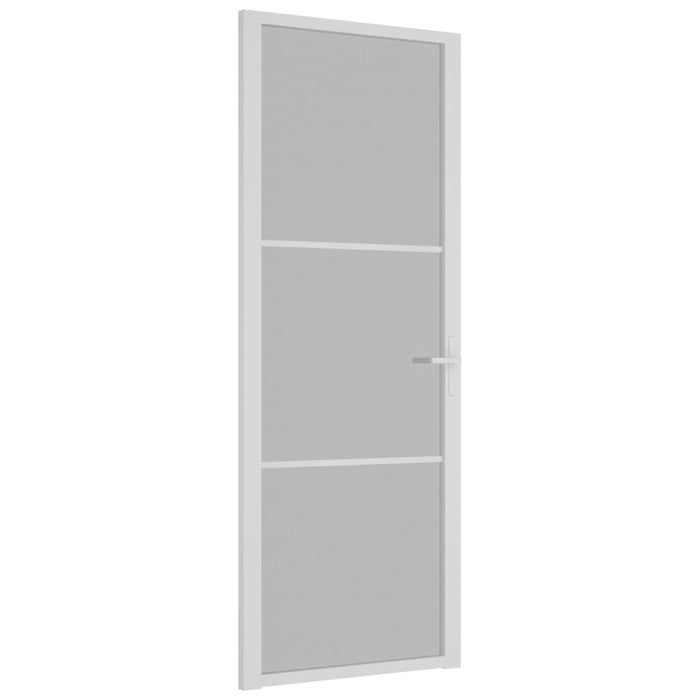 Interior Door 76x201.5 cm White Matt Glass and Aluminium