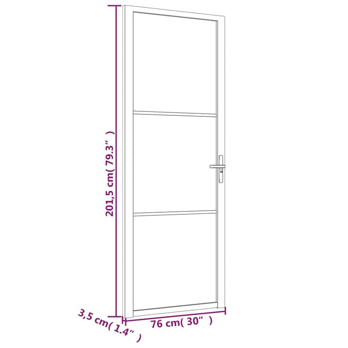 Interior Door 76x201.5 cm White Matt Glass and Aluminium