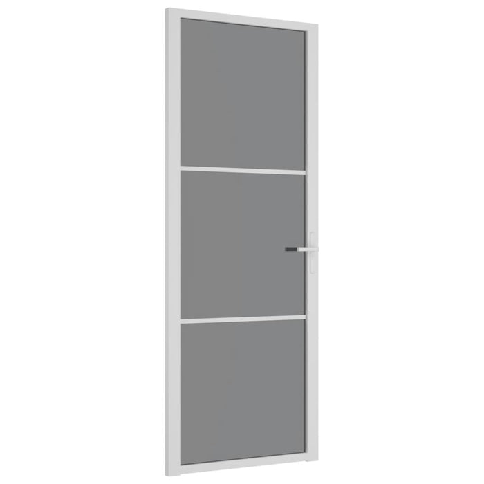 Interior Door 76x201.5 cm White ESG Glass and Aluminium