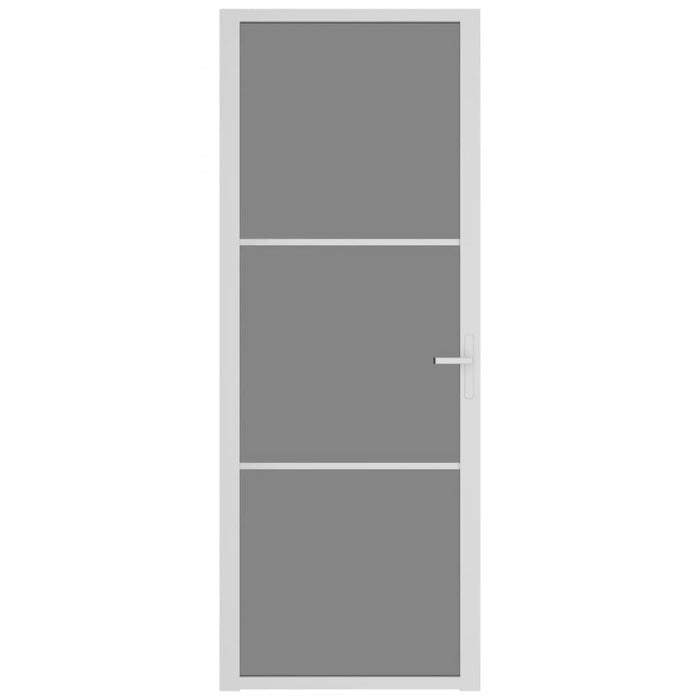 Interior Door 76x201.5 cm White ESG Glass and Aluminium