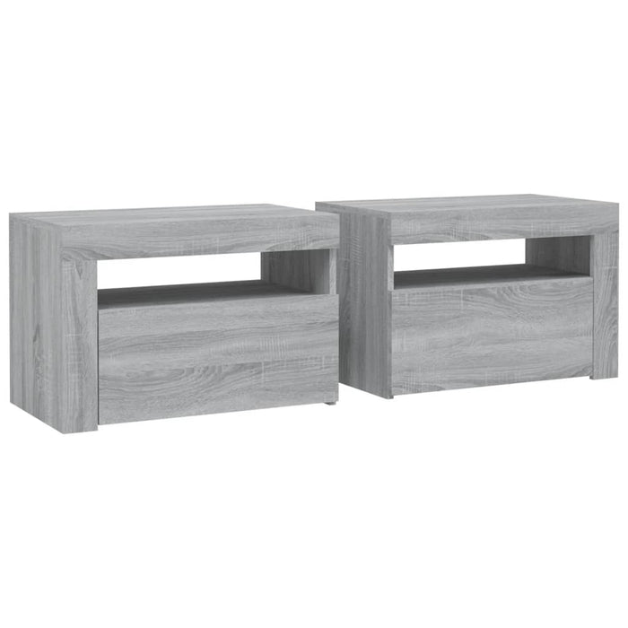 Bedside Cabinets 2 pcs with LEDs Grey Sonoma 60x35x40 cm