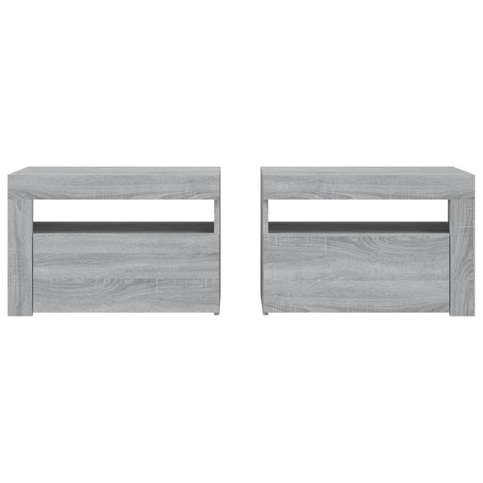 Bedside Cabinets 2 pcs with LEDs Grey Sonoma 60x35x40 cm