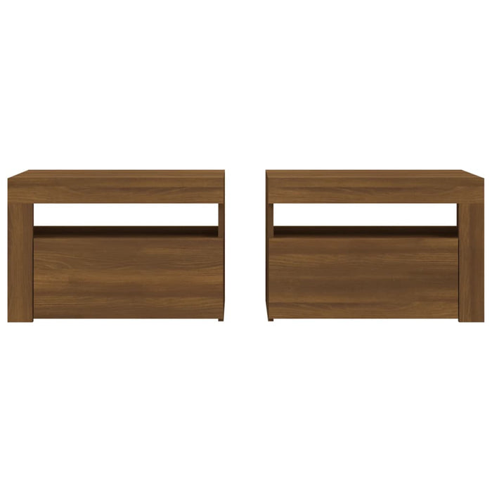 Bedside Cabinets 2 pcs with LEDs Brown Oak 60x35x40 cm