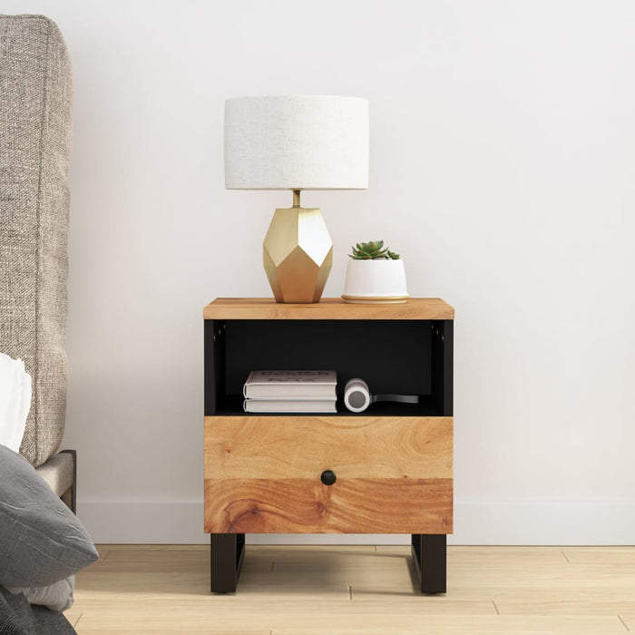 Bedside Cabinets 2 pcs Solid Wood Acacia&Engineered Wood