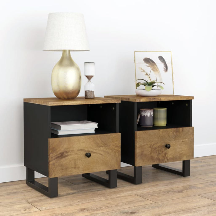 Bedside Cabinets 2 pcs Solid Wood Mango&Engineered Wood