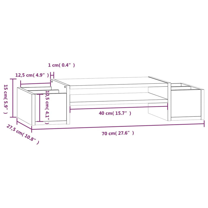 Monitor Stand Honey Brown 70x27.5x15 cm Solid Wood Pine