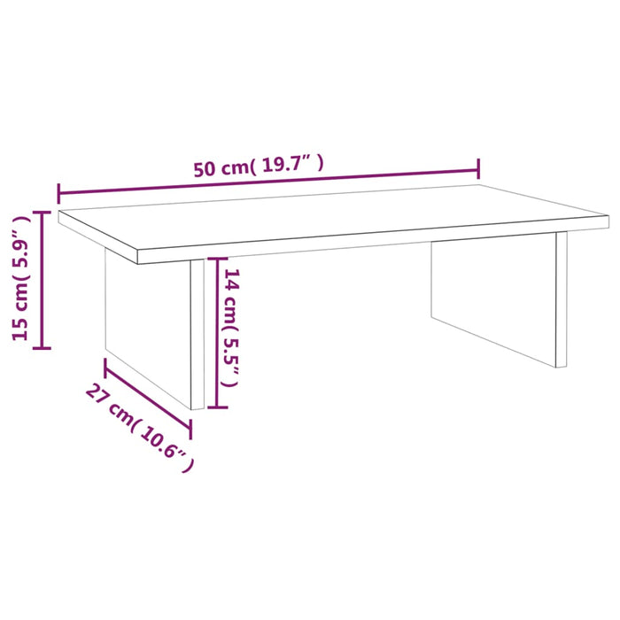 Monitor Stand White 50x27x15 cm Solid Wood Pine