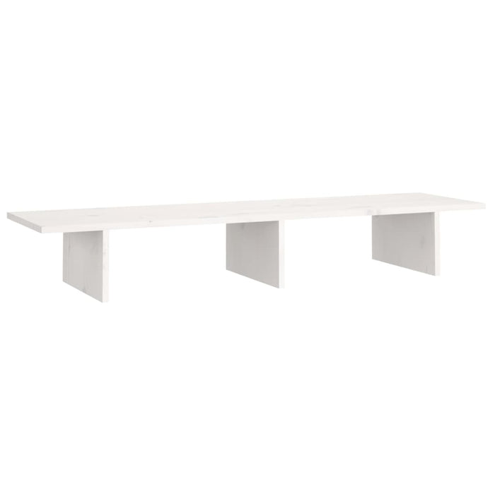 Monitor Stand White 100x27x15 cm Solid Wood Pine