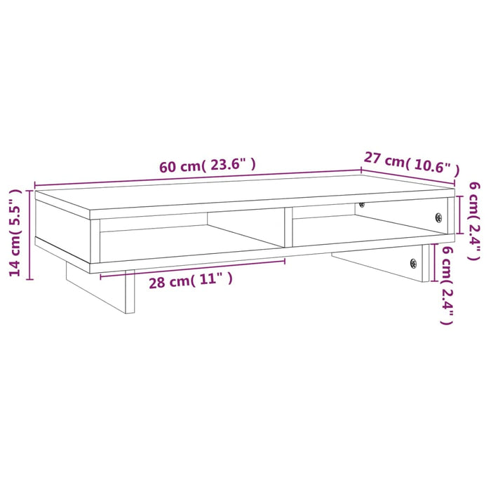 Monitor Stand 60x27x14 cm Solid Wood Pine