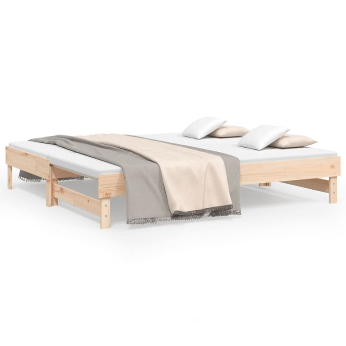 Pull-out Day Bed without Mattress 2x(75x190) cm Solid Wood Pine