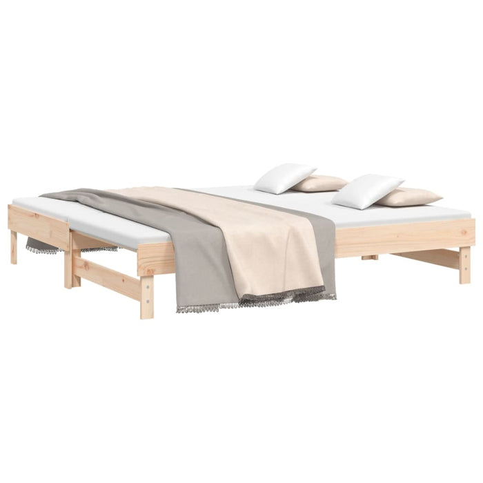 Pull-out Day Bed without Mattress 2x(75x190) cm Solid Wood Pine