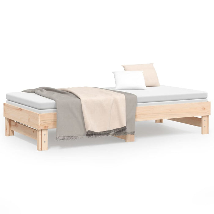 Pull-out Day Bed without Mattress 2x(75x190) cm Solid Wood Pine