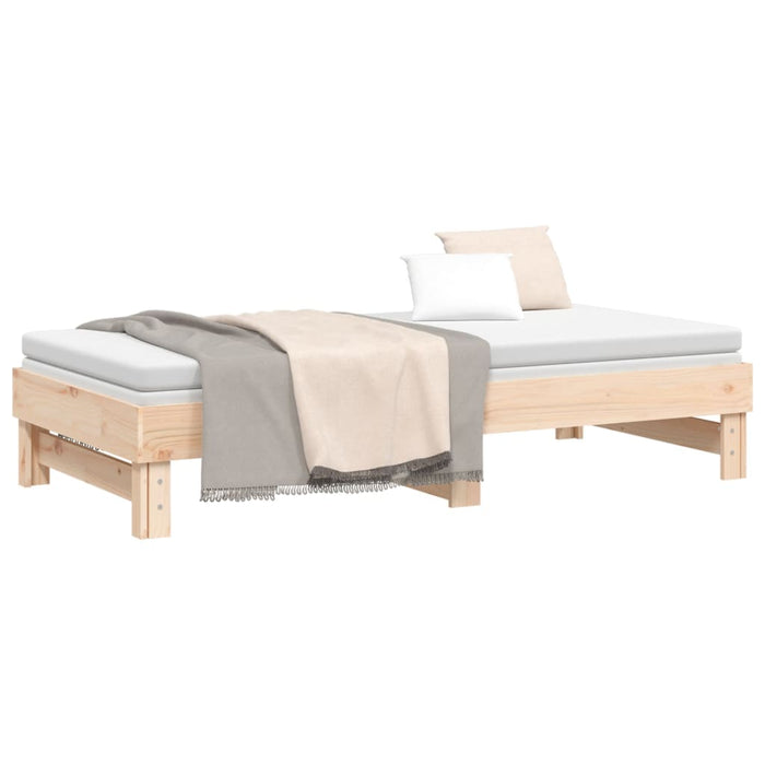 Pull-out Day Bed without Mattress 2x(75x190) cm Solid Wood Pine