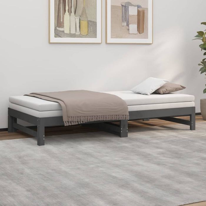 Pull-out Day Bed without Mattress Grey 2x(100x200) cm