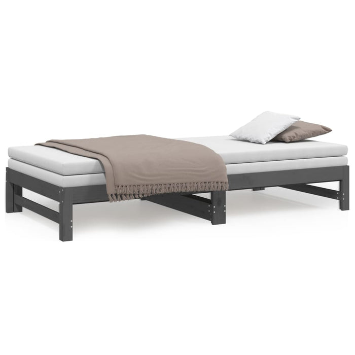 Pull-out Day Bed without Mattress Grey 2x(100x200) cm