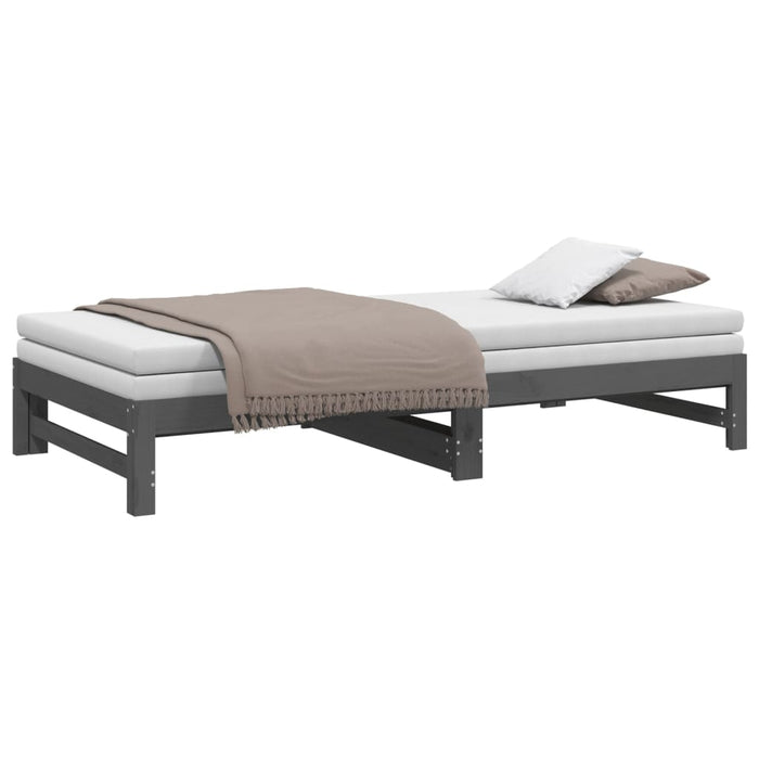 Pull-out Day Bed without Mattress Grey 2x(100x200) cm