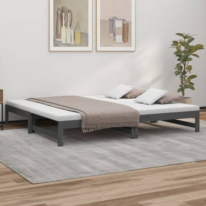 Pull-out Day Bed without Mattress Grey 2x(100x200) cm