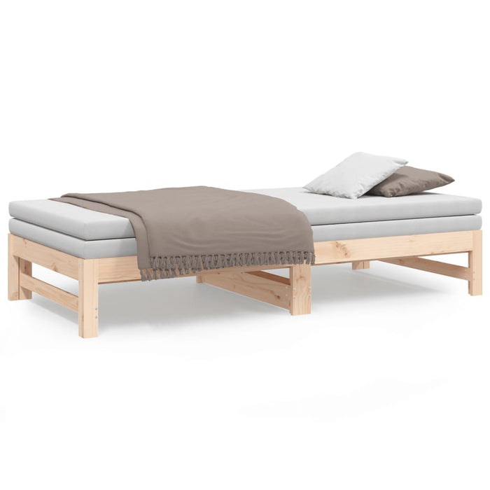 Pull-out Day Bed without Mattress 2x(75x190) cm Solid Wood Pine