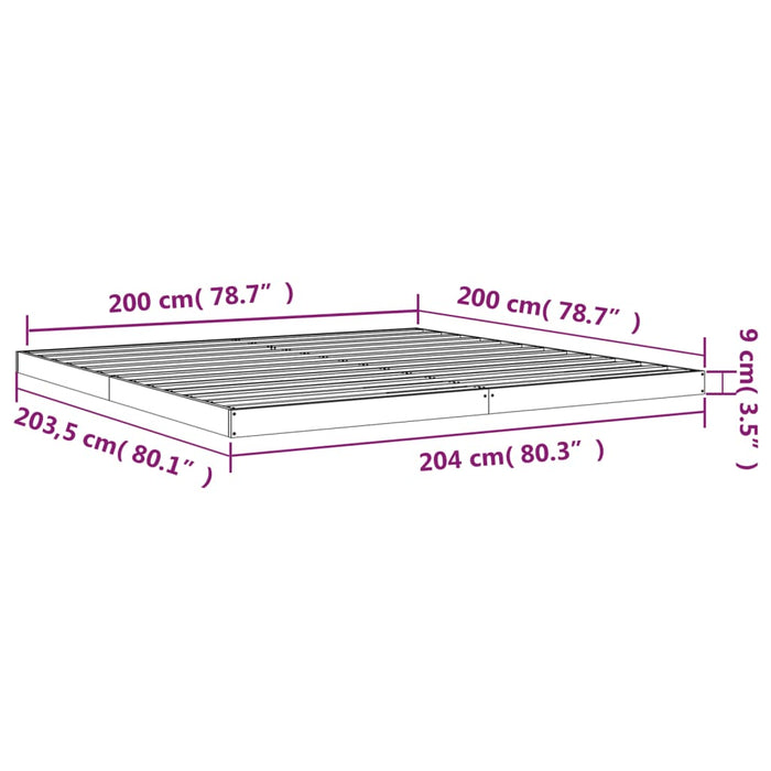 Bed Frame without Mattress 200x200 cm Solid Wood Pine