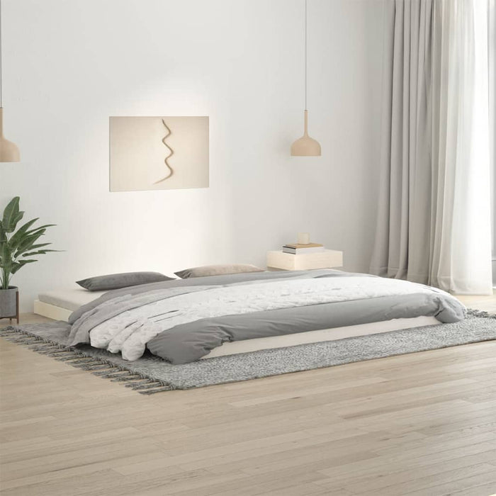 Bed Frame without Mattress White 200x200 cm Solid Wood Pine