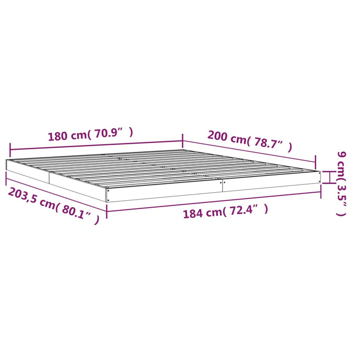 Bed Frame without Mattress 180x200 cm Super King  Solid Wood Pine