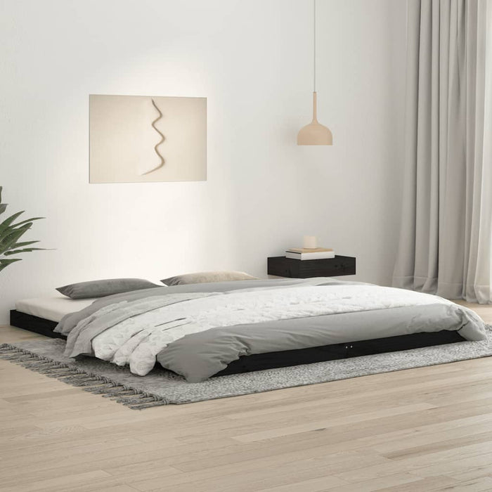 Bed Frame without Mattress Black 180x200 cm Super King  Solid Wood Pine