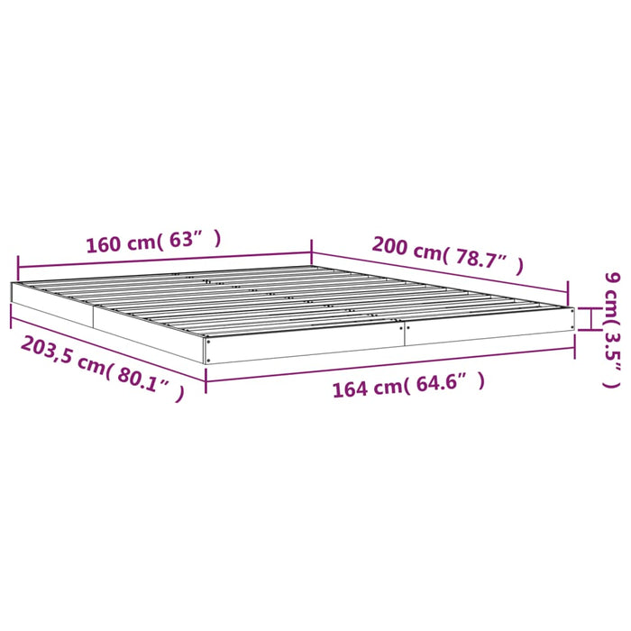 Bed Frame without Mattress 160x200 cm Solid Wood Pine