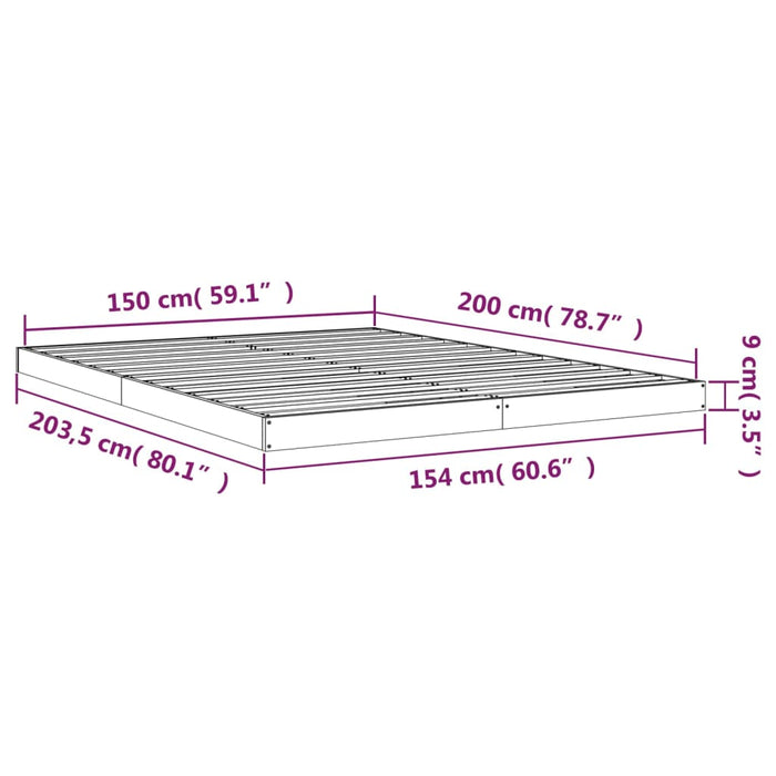 Bed Frame without Mattress 150x200 cm King Size King Size Solid Wood Pine