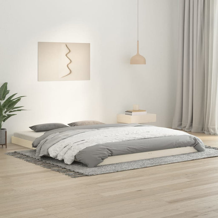 Bed Frame without Mattress White 150x200 cm King Size  Solid Wood Pine