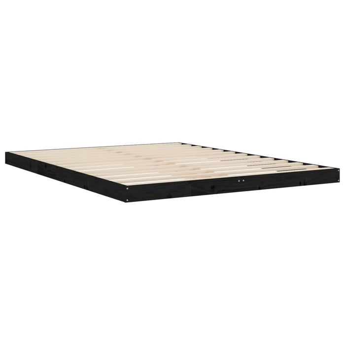 Bed Frame without Mattress Black 150x200 cm King Size  Solid Wood Pine