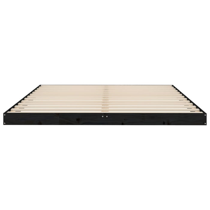 Bed Frame without Mattress Black 150x200 cm King Size  Solid Wood Pine