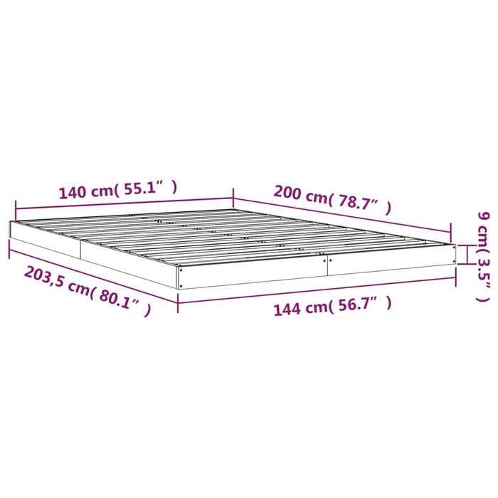 Bed Frame without Mattress 140x200 cm Solid Wood Pine