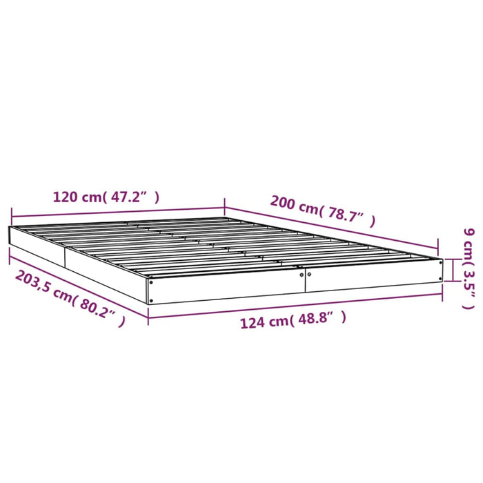 Bed Frame without Mattress White 120x200 cm Solid Wood Pine