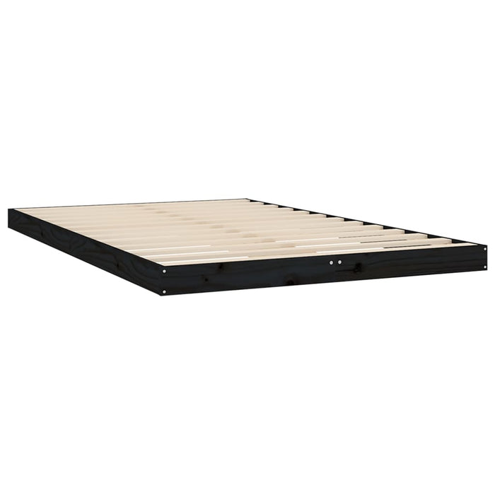 Bed Frame without Mattress Black 120x200 cm Solid Wood Pine