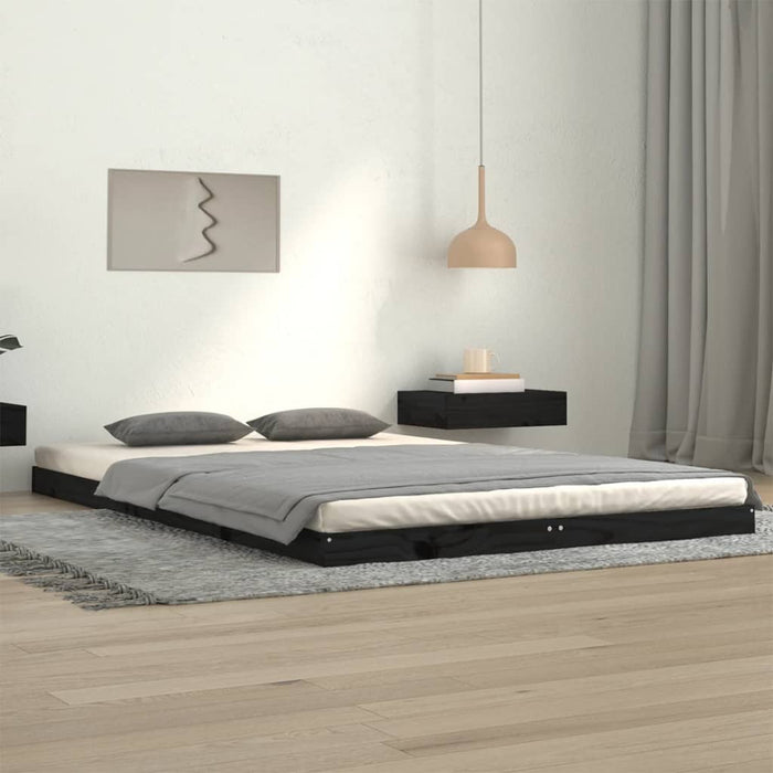 Bed Frame without Mattress Black 120x200 cm Solid Wood Pine