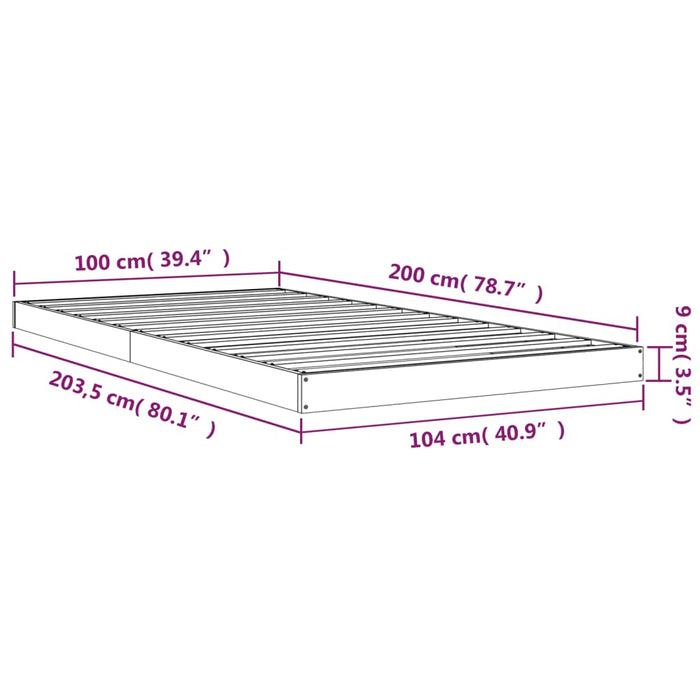 Bed Frame without Mattress 100x200 cm Solid Wood Pine