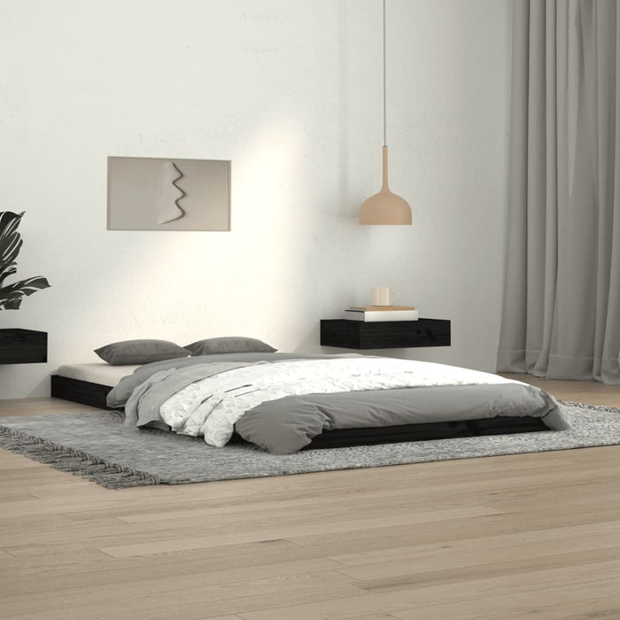 Bed Frame without Mattress Black 100x200 cm Solid Wood Pine