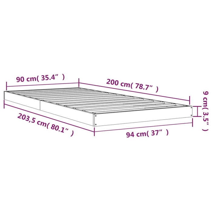 Bed Frame without Mattress 90x200 cm Solid Wood Pine