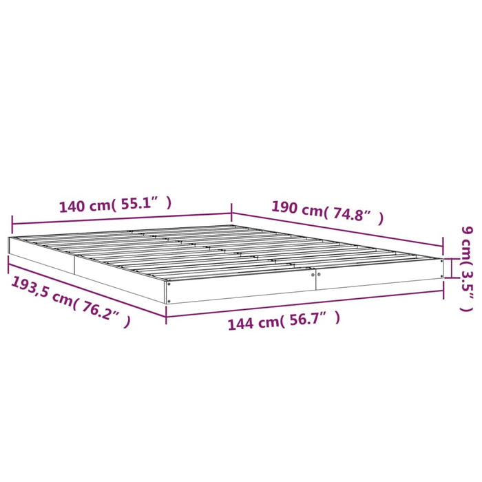 Bed Frame without Mattress White 140x190 cm Solid Wood Pine