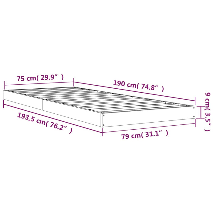 Bed Frame without Mattress 75x190 cm Small Single Small Single Solid Wood Pine