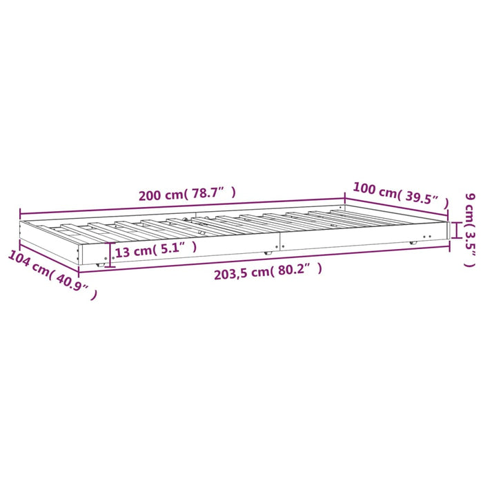 Bed Frame without Mattress 100x200 cm Solid Wood Pine