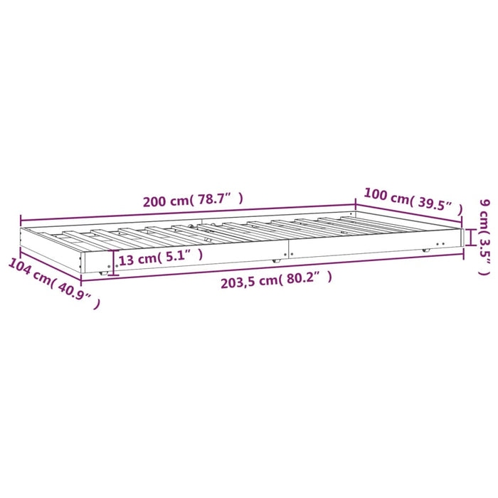 Bed Frame without Mattress White 100x200 cm Solid Wood Pine