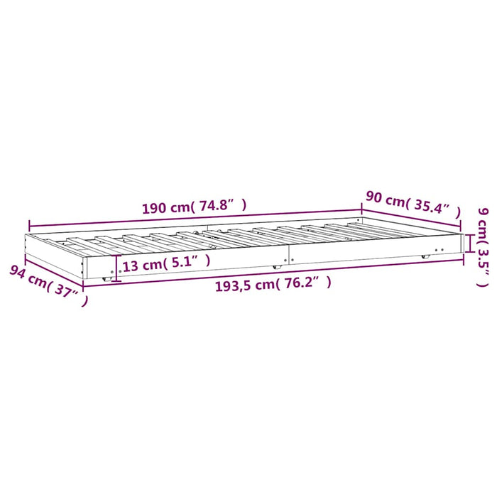 Bed Frame without Mattress White 90x190 cm Single Solid Wood Pine