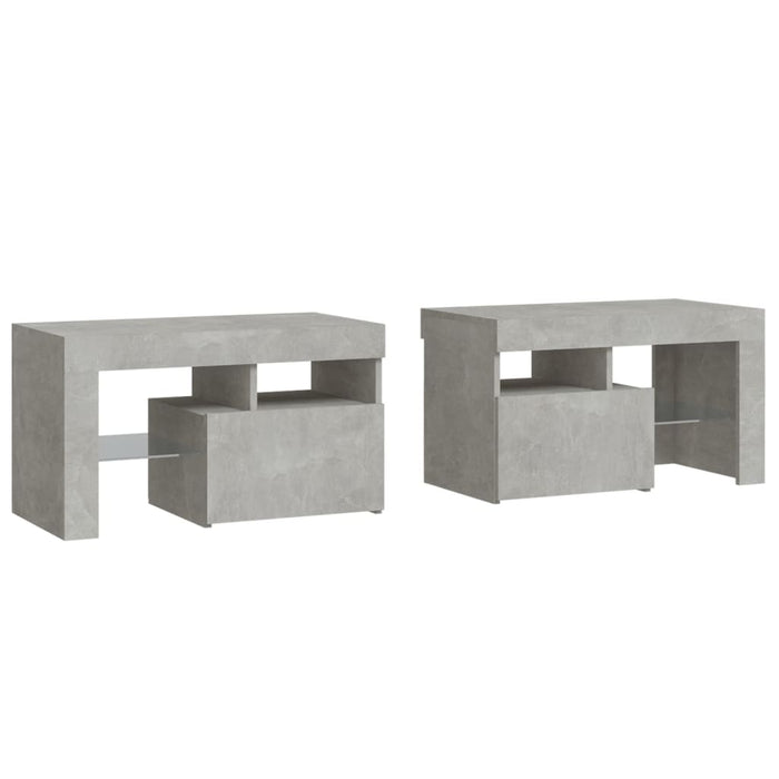 Bedside Cabinets 2 pcs with LED Lights Concrete Grey 70x36.5x40 cm