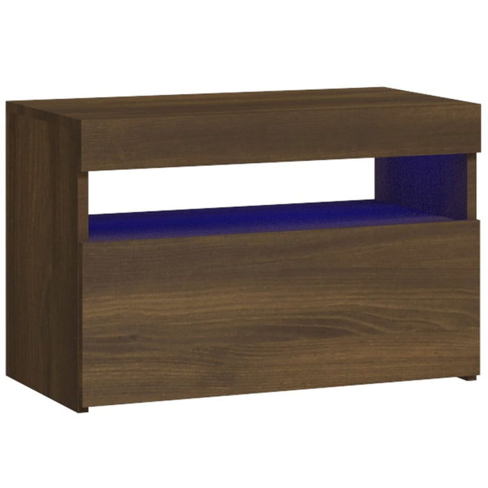 Bedside Cabinet with LED Lights Brown Oak 60x35x40 cm