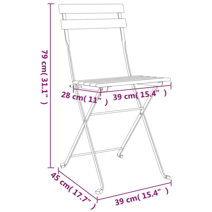 Folding Bistro Chairs 6 pcs Solid Wood Acacia and Steel