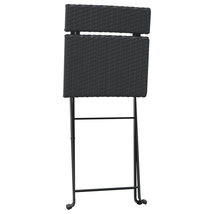 Folding Bistro Chairs 4 pcs Black Poly Rattan and Steel