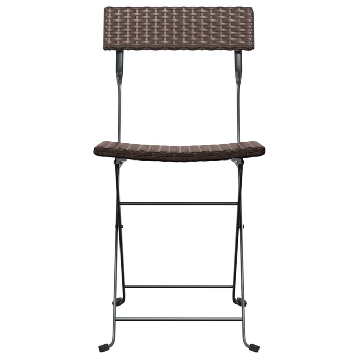 Folding Bistro Chairs 4 pcs Brown Poly Rattan and Steel